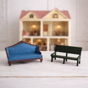 VINTAGE Bench & Victorian Couch Doll House Furniture Pieces